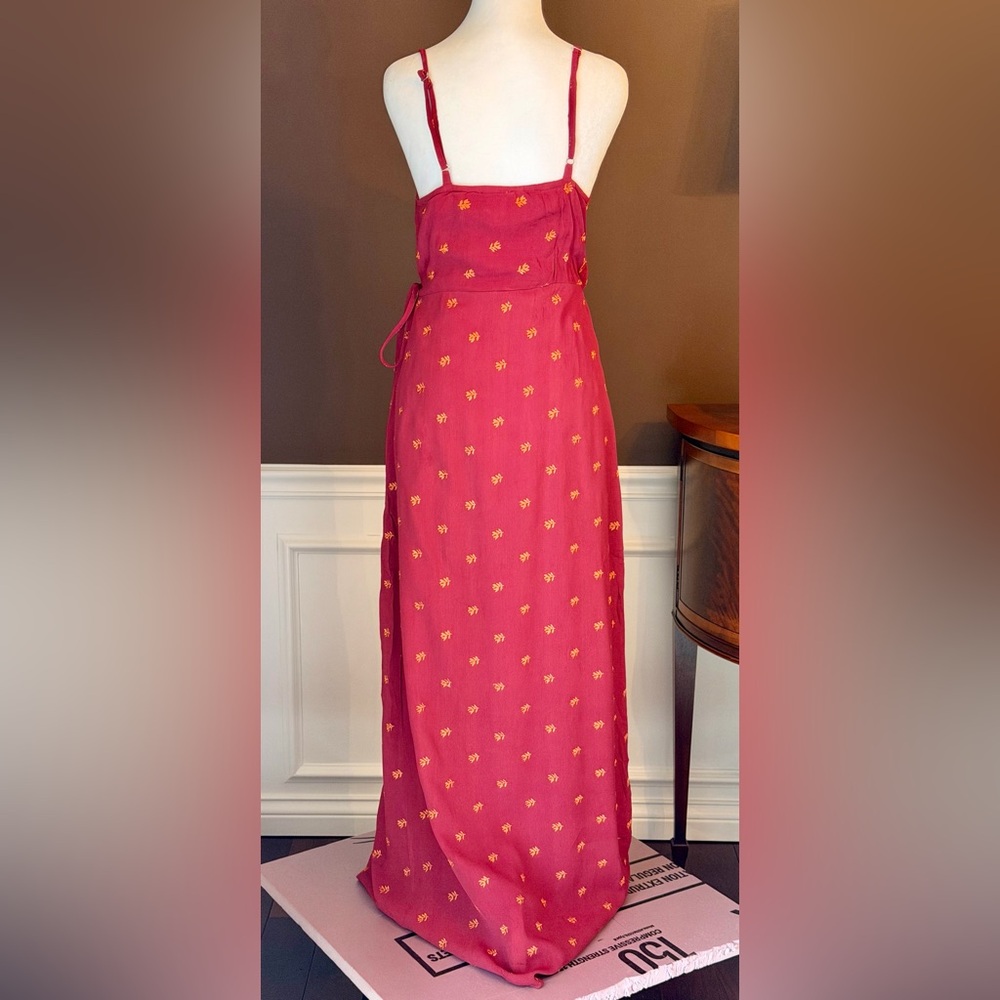 RAGA Autumn Love Maxi Wrap Dress Color Wine Size Small Sample Dress NWT - Picture 3 of 13